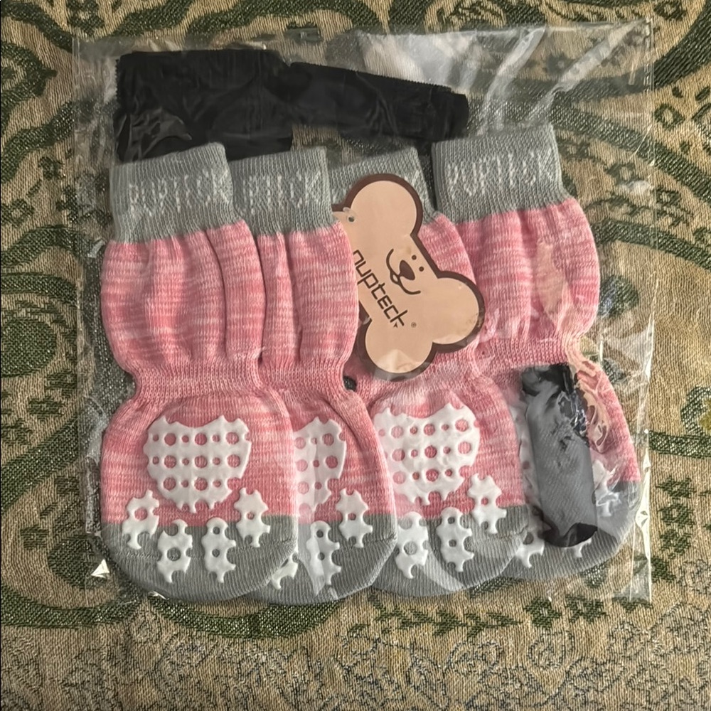 Pink and Gray Dog Socks